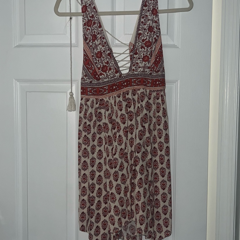 Cotton Candy Red/orange and Cream Backless Dress
